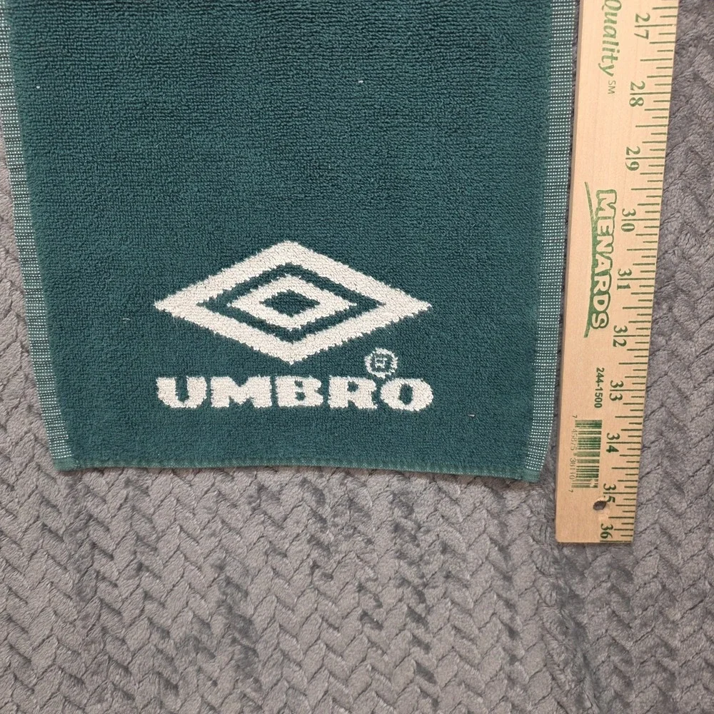 Vintage Umbro USA Cup Soccer‎ Towel Green White Double Sided Cotton 35 x 9.5